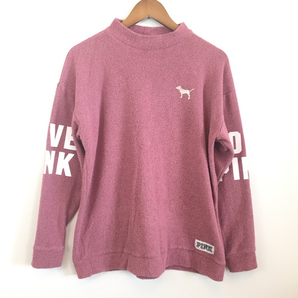 PINK Victoria's Secret Sweaters - PINK VS Pink Terry Mock Neck Sweatshirt